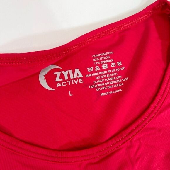 Zyia Active Muscle Tank Women's Large Red Stretch Sleeveless Crewneck Slit Tees - Picture 2 of 9